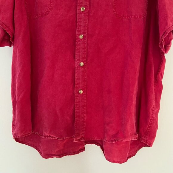 Eddie Bauer 100% Linen Red Button Down T Shirt Men's 3XL with Chest Pockets - Picture 3 of 9
